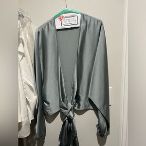Oak and fort satin wrap top